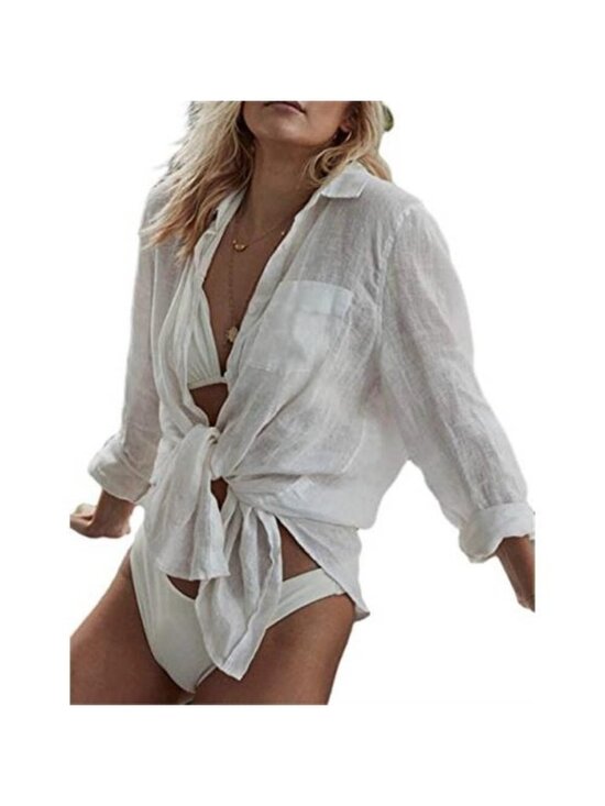 Other - Women's Long Sleeve Beach Shirt Blouses Bathing Suit Cover Up